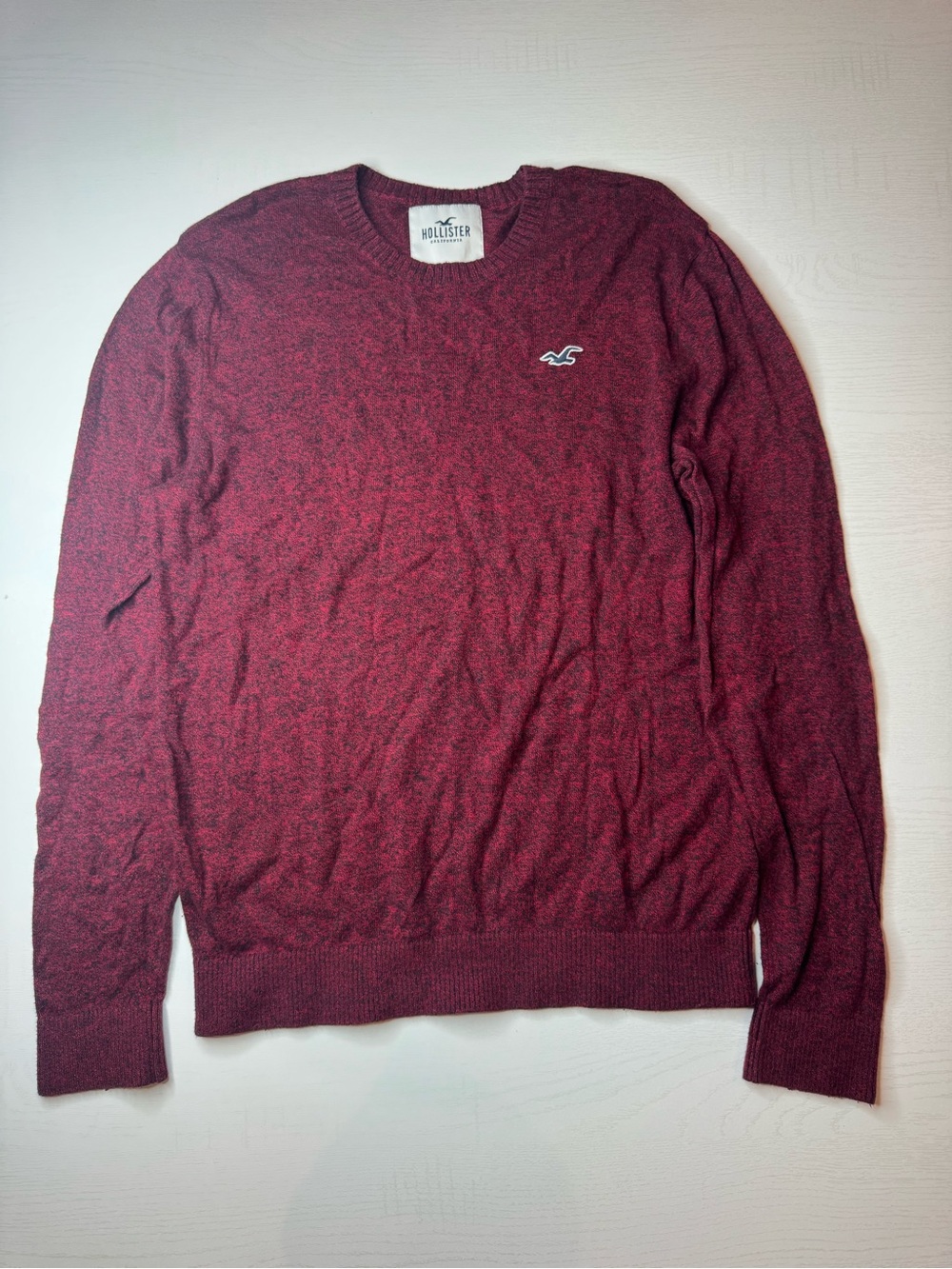 Hollister Men's Burgundy Crewneck Sweater